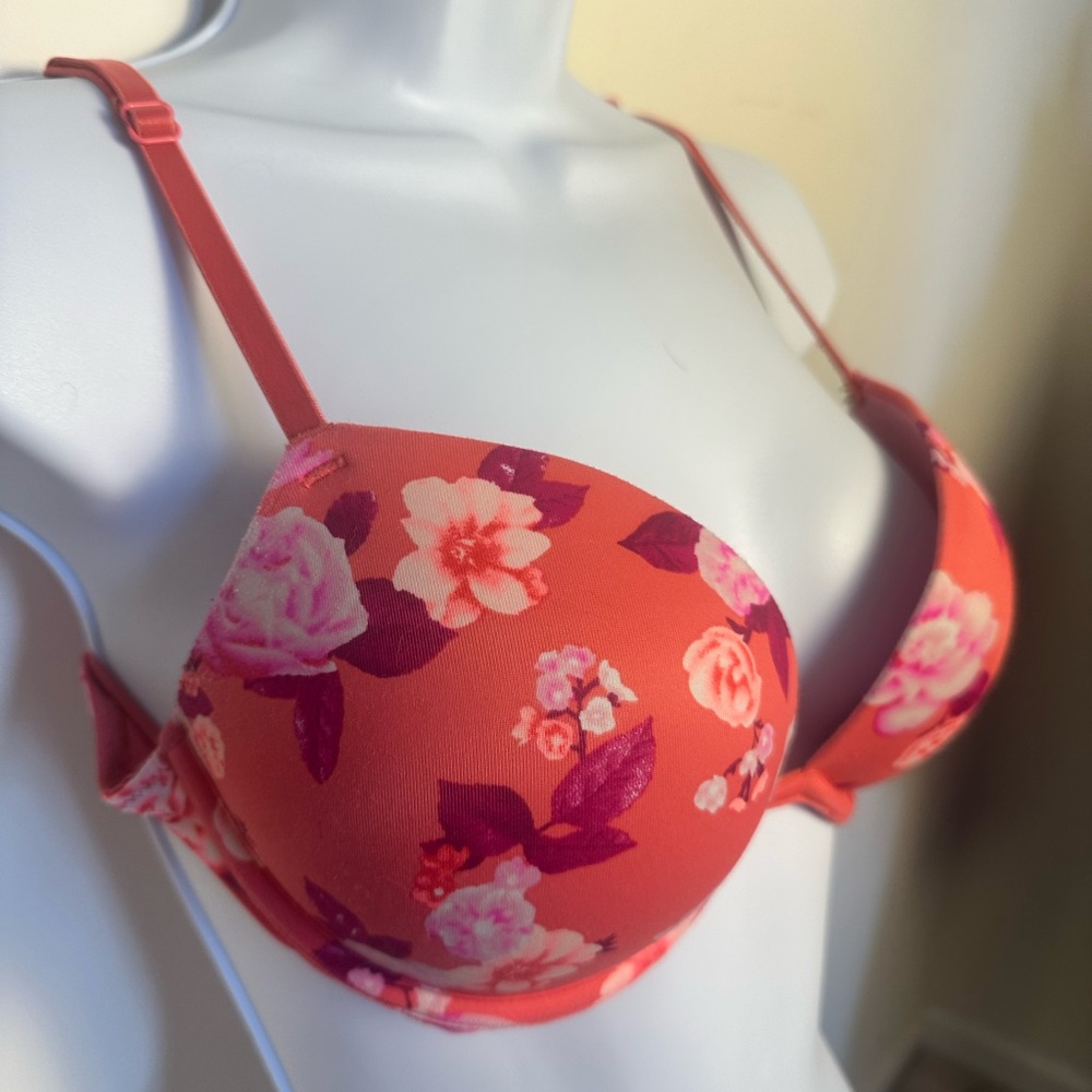 PINK Victoria’s Secret Wear Everywhere Super Push-up Floral Print Bra 34/C - Picture 3 of 12